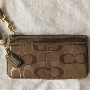 COACH Signature Logo Gold & Bronze Wristlet